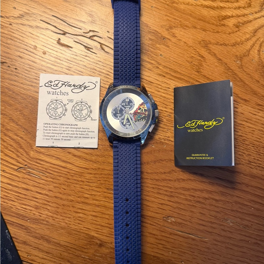 Ed Hardy Blue and Silver Men's Watch - Picture 11 of 13